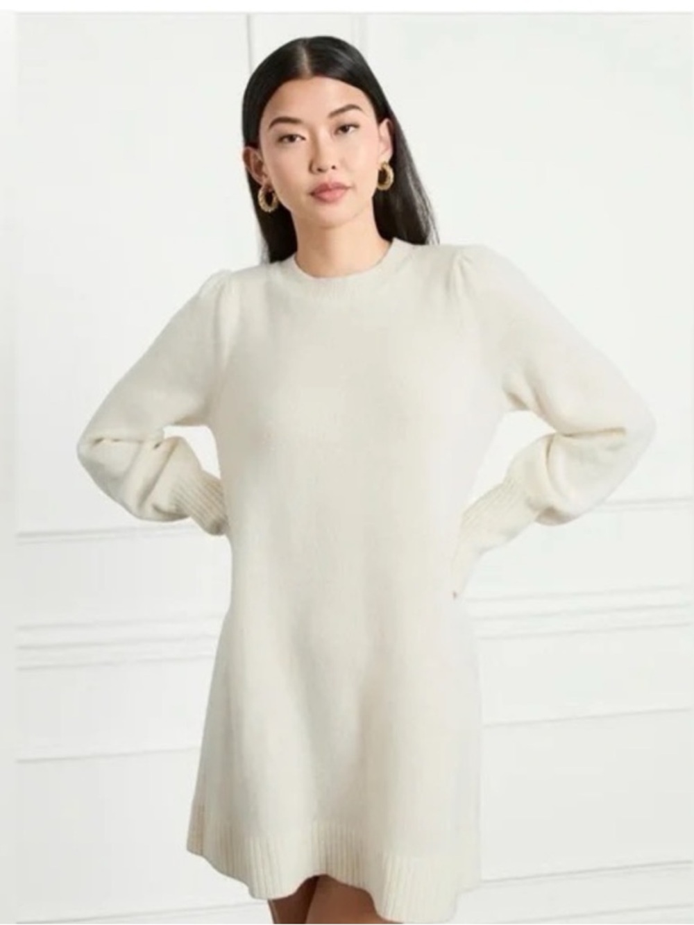 NWT Hill House Cream Long Sleeve Sweater Dress